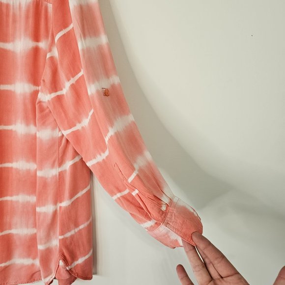 GUC Velvet Heart Peach Tie Dye size 2X Button down tunic length - Picture 5 of 7